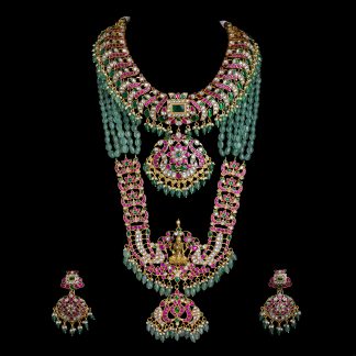 Bridal set with peacock and Laxmi motifs